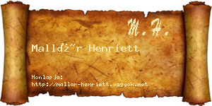 Mallár Henriett névjegykártya